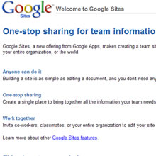 google sites Google’dan Yeni Bir Uygulama, Google Sites