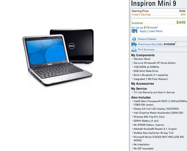 dell-inspiron-mini-9-full-specs-dell Dell Inspiron Mini 9 resmi olarak duyuruldu