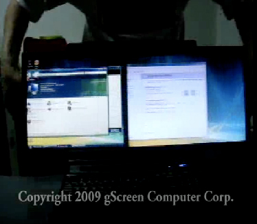 gScreenin çift ekranlı bilgisayarı Spacebook çalışırken görüntülendi