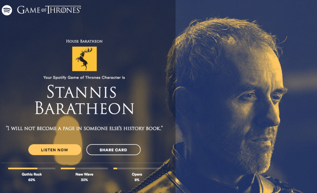 spotify game of thrones