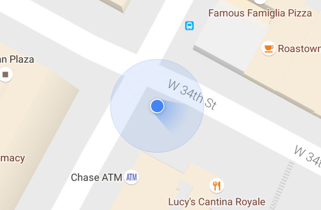 google haritalar mavi isin