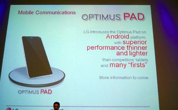 LG'nin 8.9 inç'lik, Tegra 2 tabanlı Android tableti LG Pad 2011'de gelecek