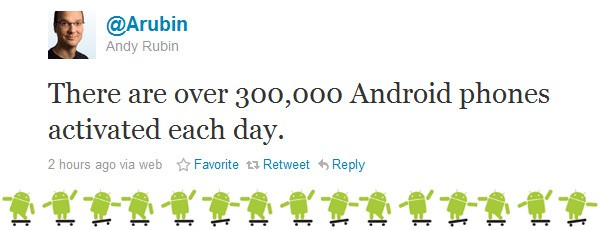 Andy Rubin: Her gün 300 binin üzerinde Android telefonu etkinleştiriliyor