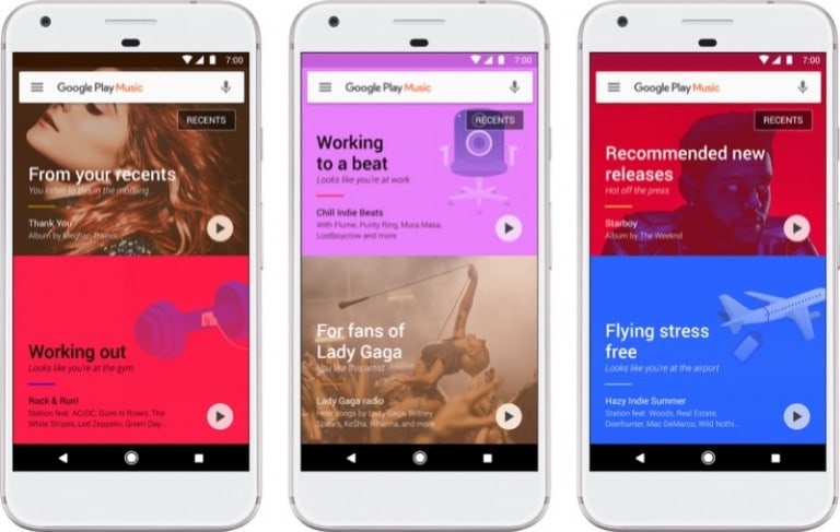 Google Play Müzik yeni tasarımıyla önerilerin üstüne odaklanıyor Google Play Müzik yeni tasarımıyla önerilerin üstüne odaklanıyor