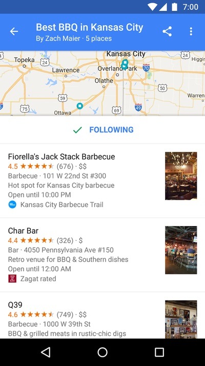 Google Haritalar uygulaması ile favori mekanlar için liste oluşturulabilecek