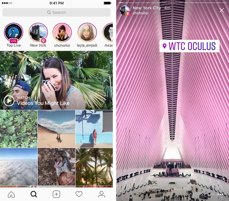 instagram hikayeleri icinde etiket ve konum bilgisiyle arama yapilabiliyor