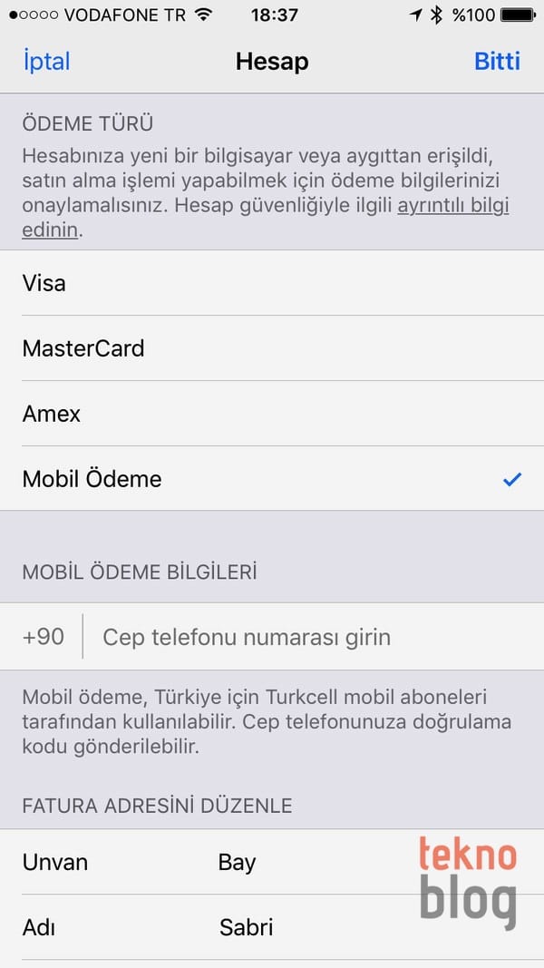 itunes mobil ödeme