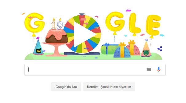 Google 19. yaşını doğum günü çarkıfeleği ile kutluyor