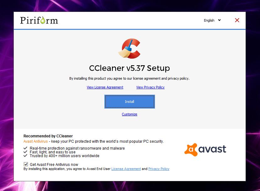 CCleaner Avast'ı yükleme paketi içinde sunmaya başladı