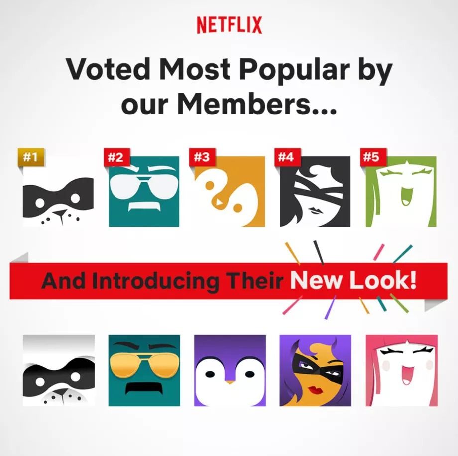 Netflix 100'den fazla yeni profil ikonu sunuyor