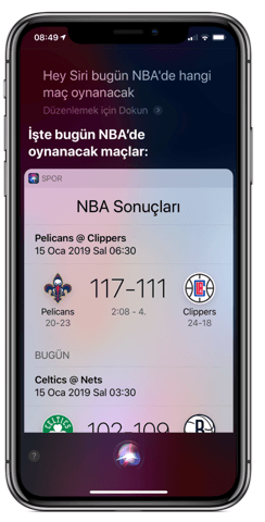 Süper Lig maçlarının skorlarını Siri ile öğrenin
