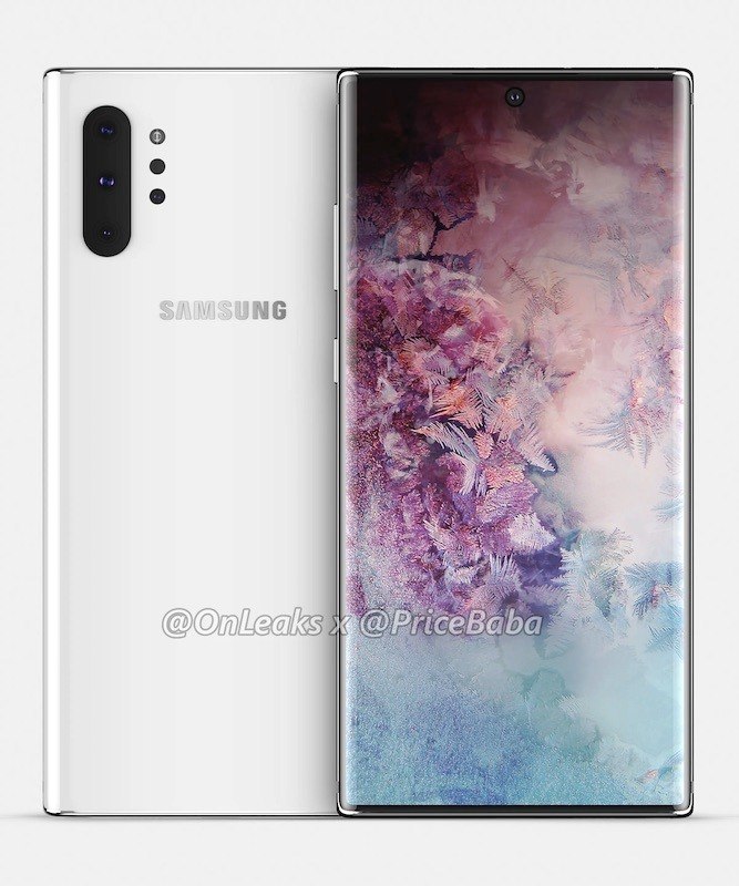 Samsung Galaxy Note 10 Pro için oklar dört arka kamerayı işaret ediyor