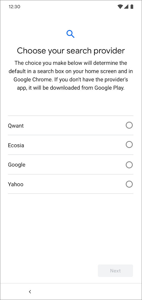 android avrupa birliği arama seçim ekranı