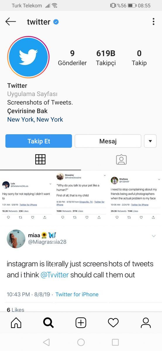 Twitter resmi Instagram hesabında Instagram'ı trollüyor