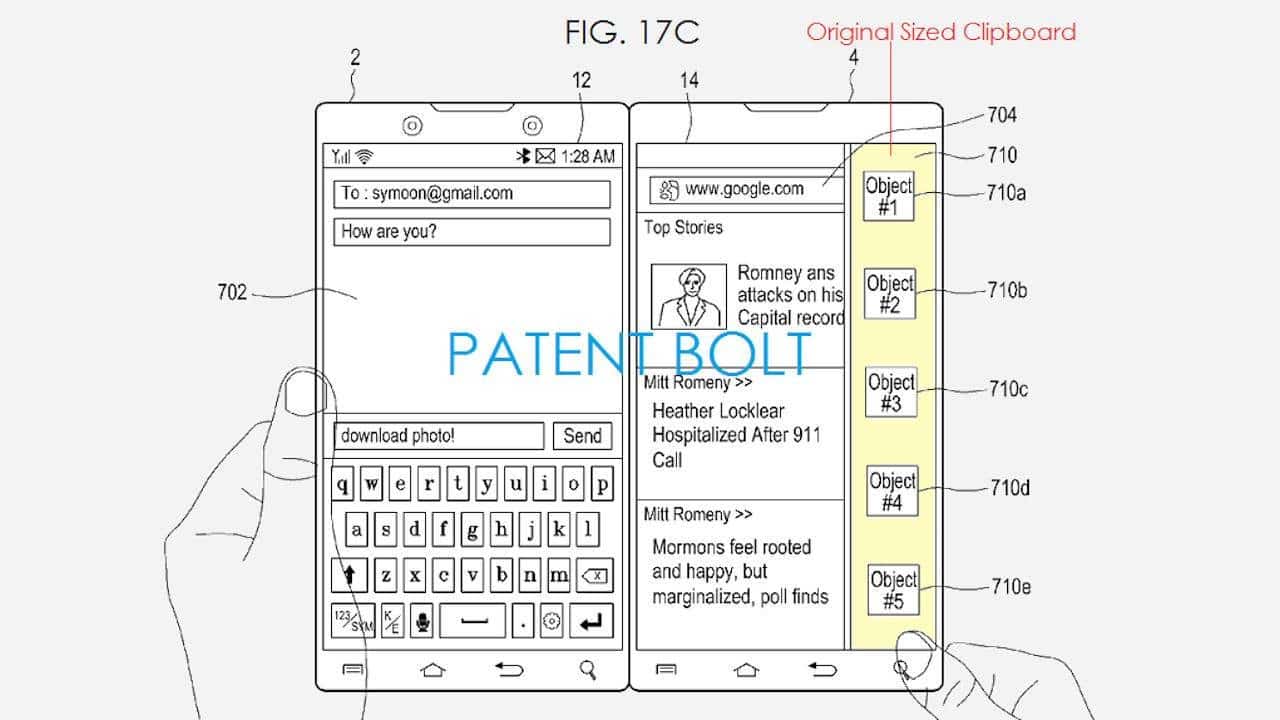 samsung çift ekranlı telefon patent