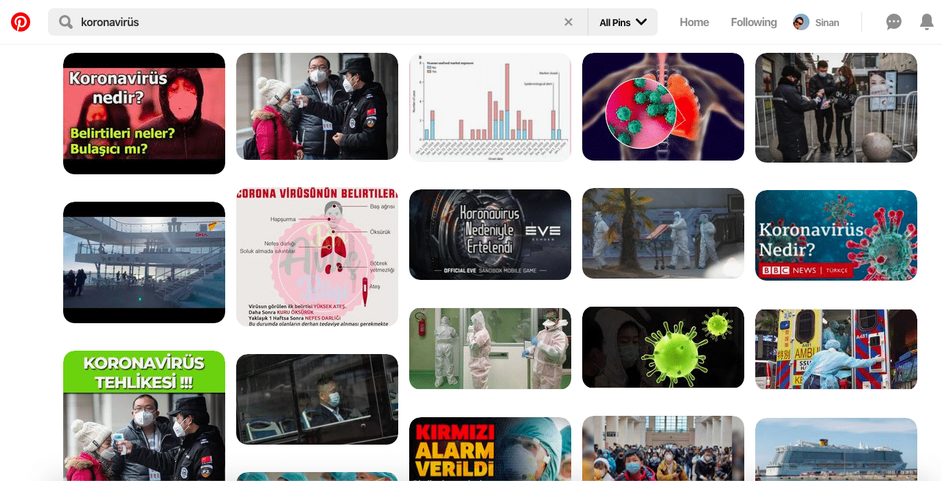 Pinterest koronavirüsle ilgili yanlış bilgilerin yayılmasını engellemeye çalışıyor
