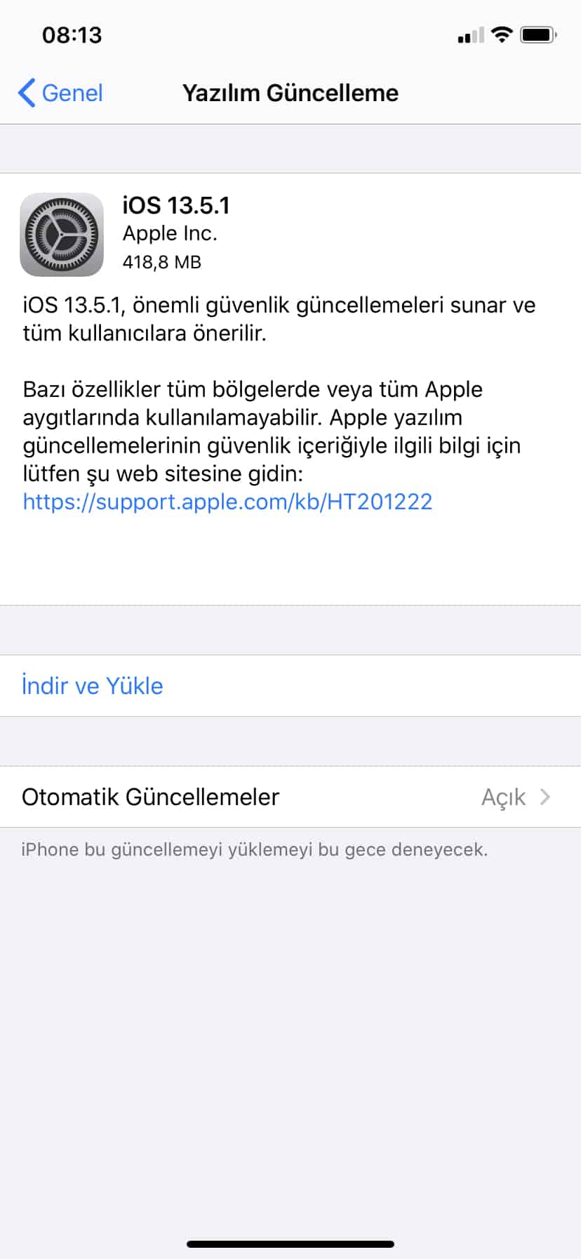 ios 13.5.1 güncellemesi