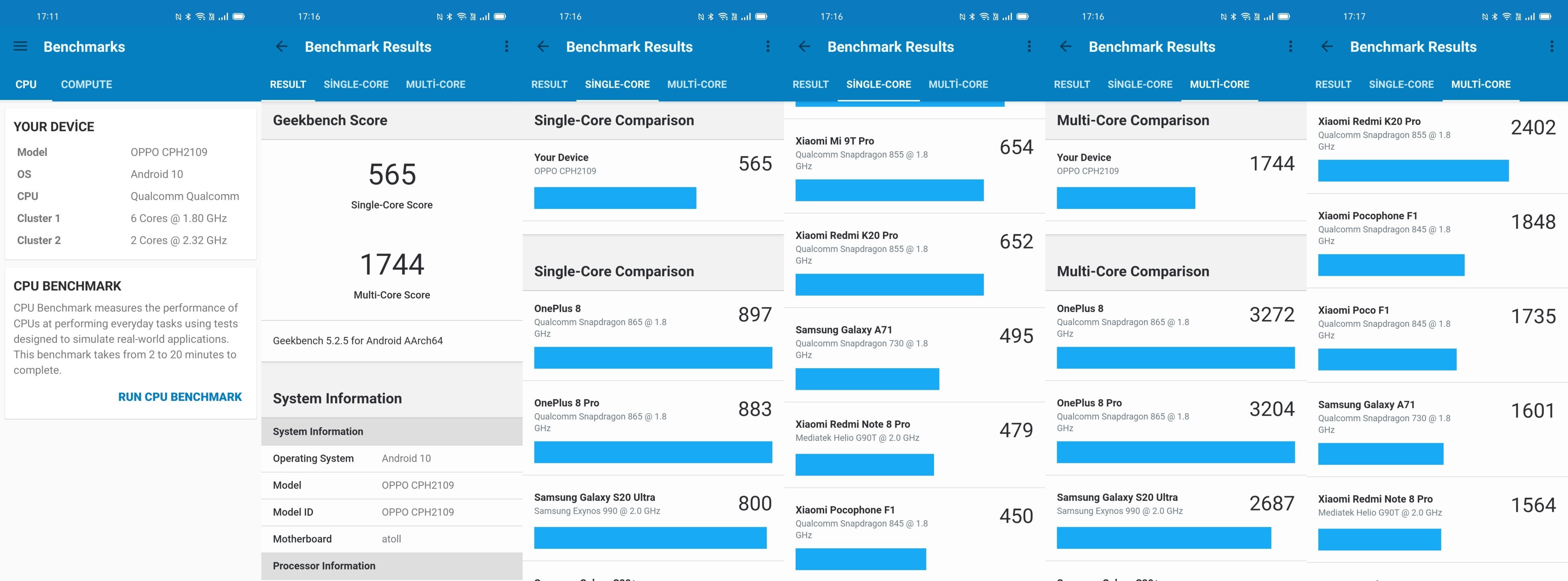 oppo reno 4 pro geekbench 5