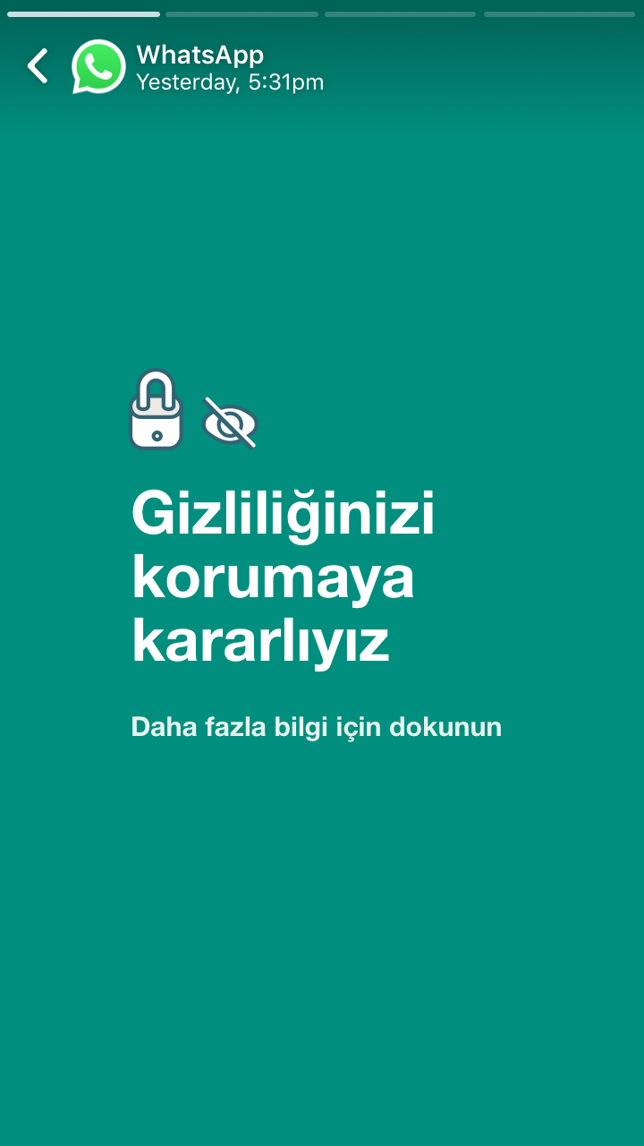 WhatsApp Türkiye'deki kullanıcıları için özel bilgilendirme yapmaya başladı