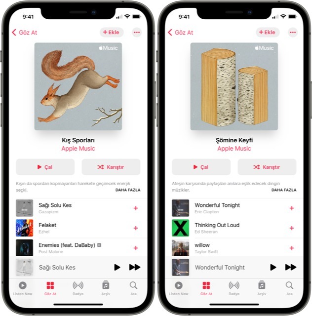 apple music kışa özel listeler