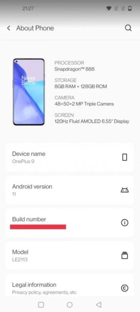 OnePlus 9E s�z�nt�s� �nemli �zellikleri g�steriyor
