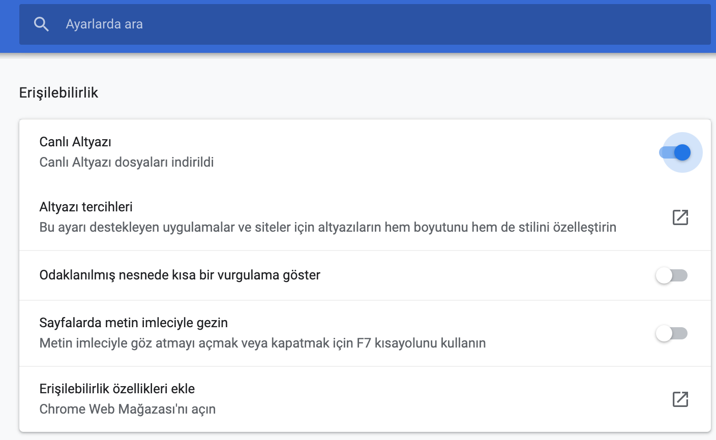 chrome canlı alt yazı