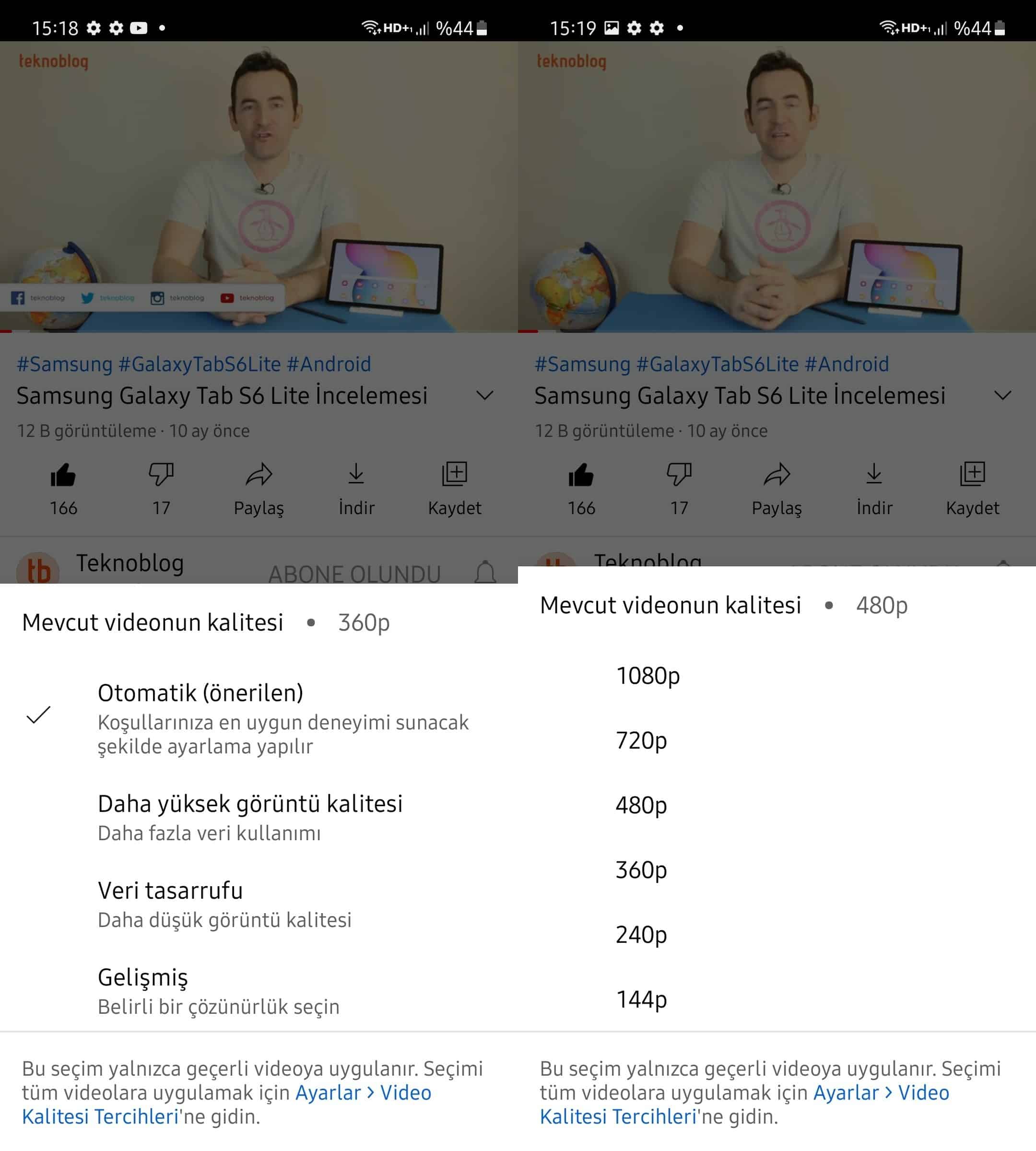 youtube video çözünürlüğü