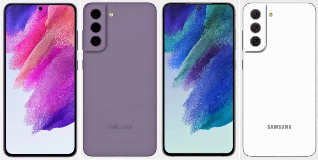 Galaxy S21 FE taslakları farklı renk seçeneklerini gösteriyor
