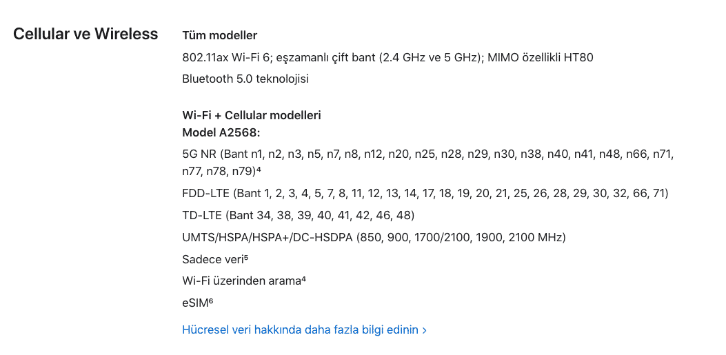 ipad mini hücresel bağlantı özellikleri