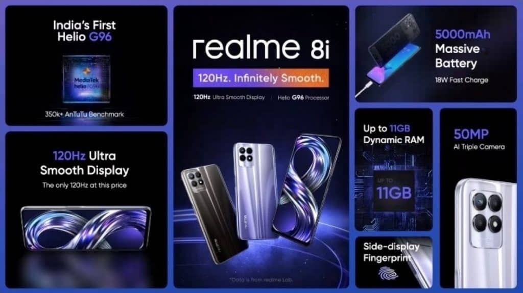 Realme 8S 5G ve 8i 5000 mAh piller ve yeni MediaTek işlemcilerle geliyor