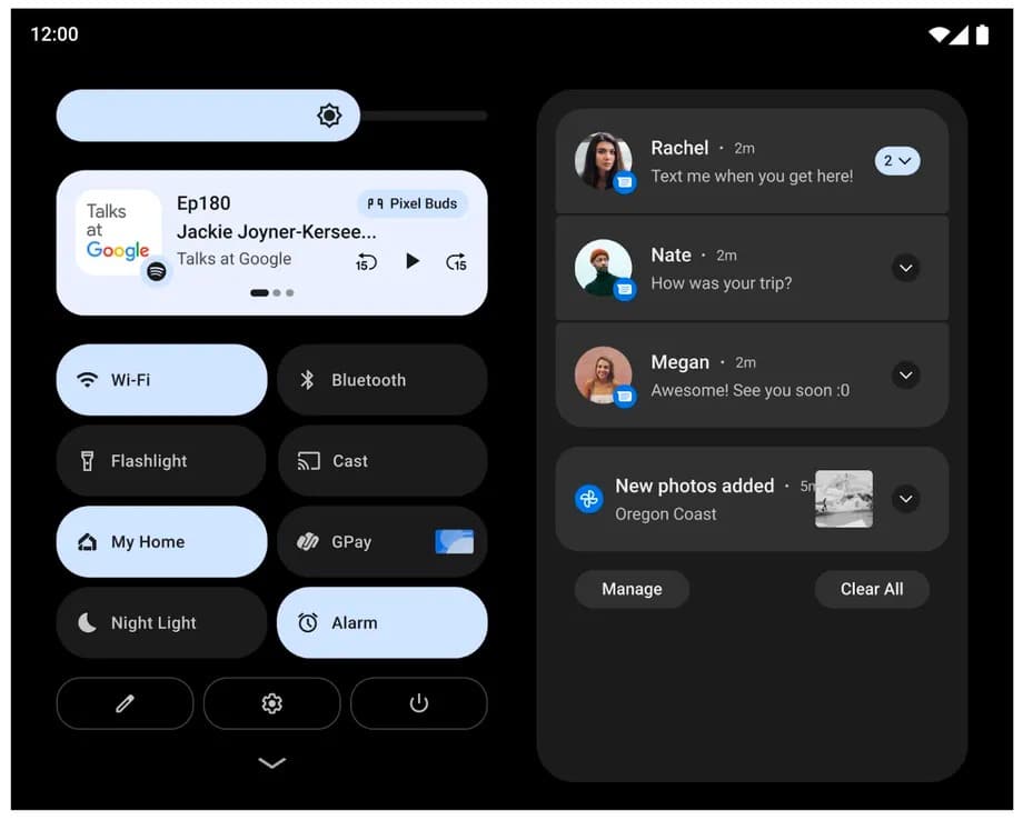 android 12l hızlı ayarlar