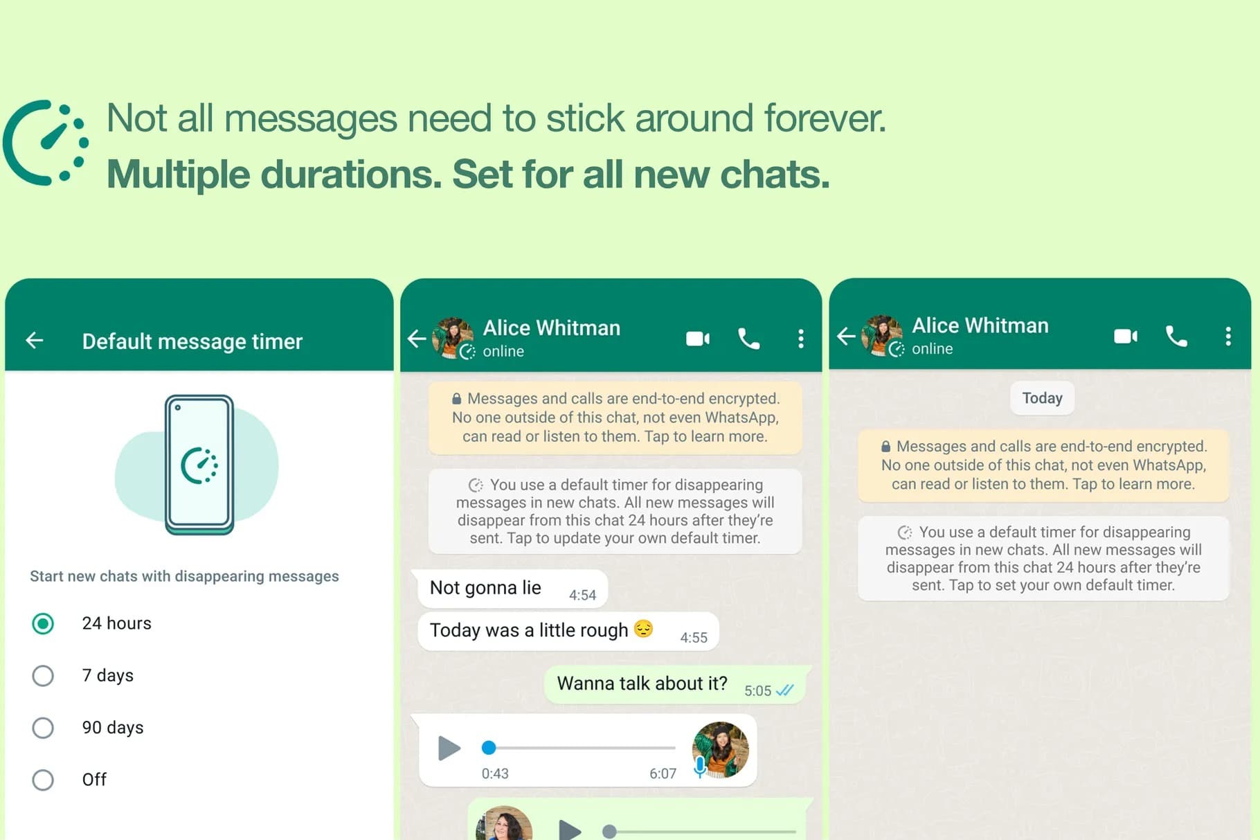 whatsapp süreli mesajlar