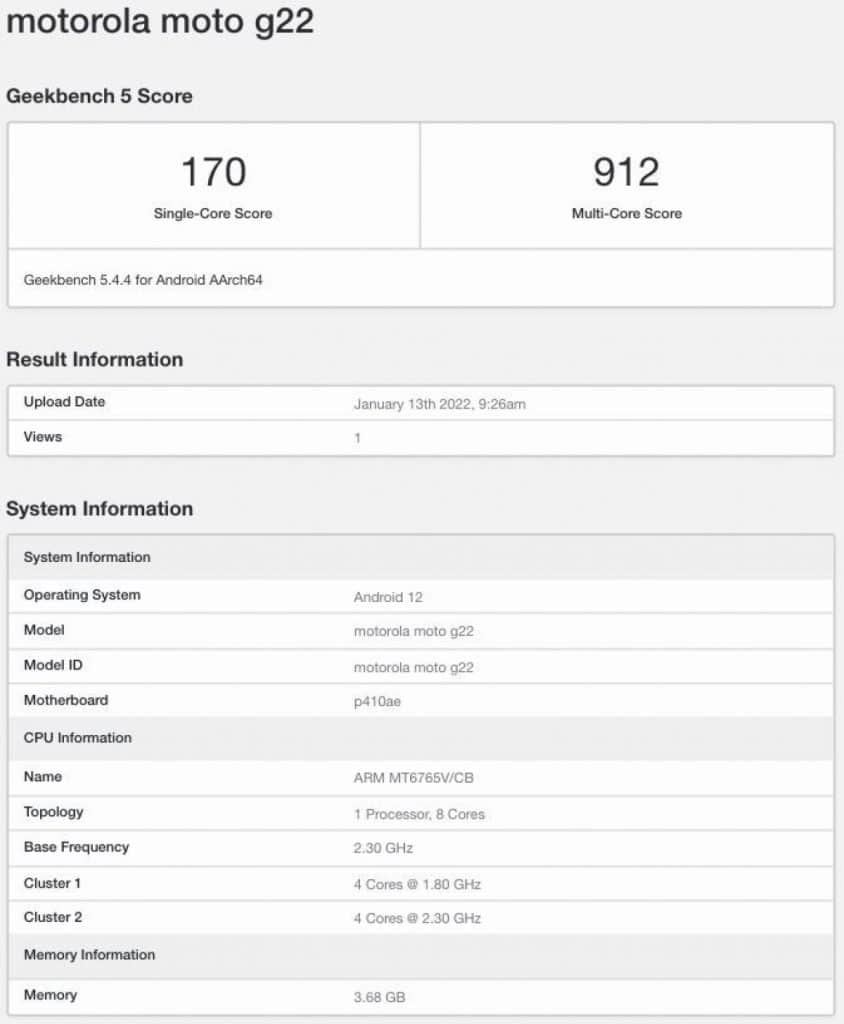motorola moto g22