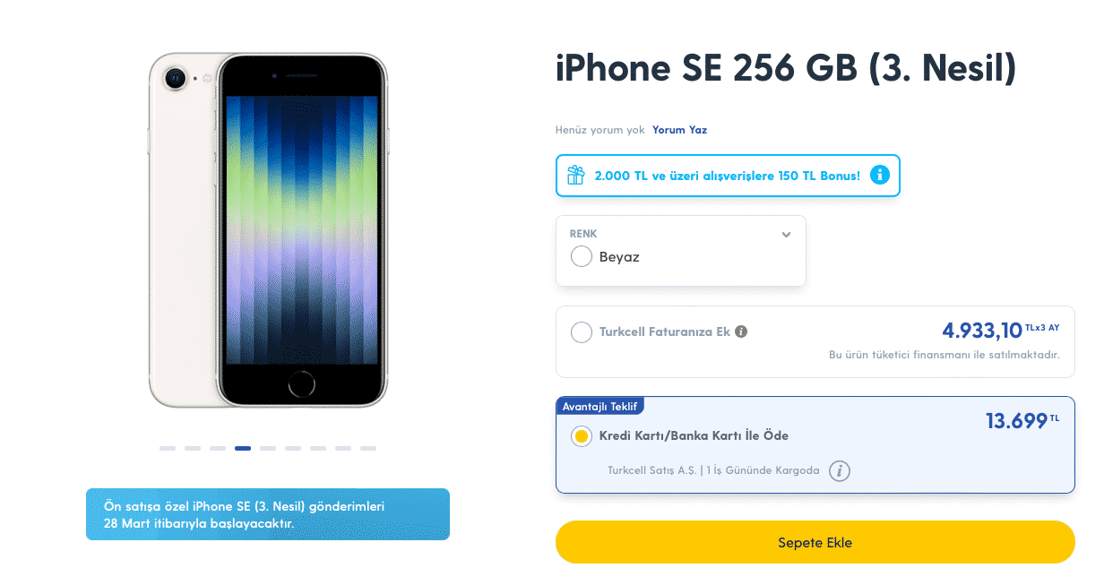 iphone se 3 turkcell garaj