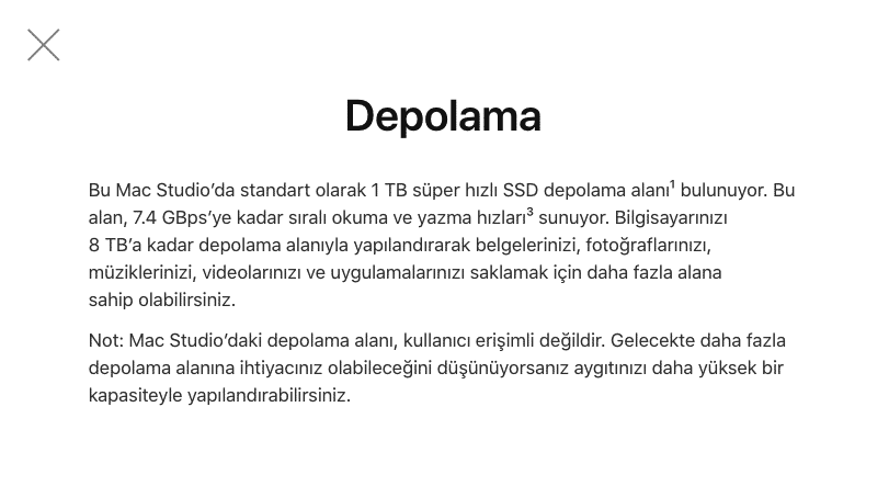 mac studio depolama