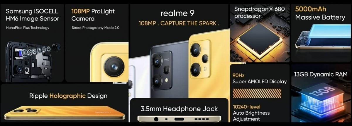 Realme 9 4G 108 megapiksel kamerayla resmiyet kazandı