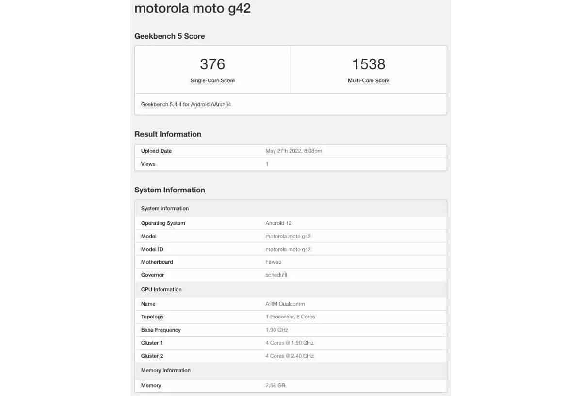 Motorola Moto G42'nin özellikleri test sonucuyla görüldü