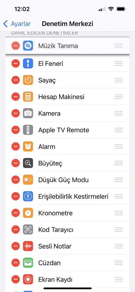 Shazam Müzik Tanıma kontrolü Denetim Merkezi içine nasıl eklenir?