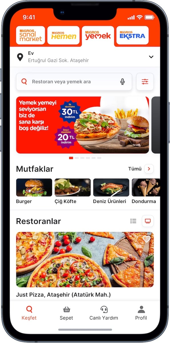 Migros'un çevrimiçi yemek platformu Migros Yemek faaliyete geçiyor