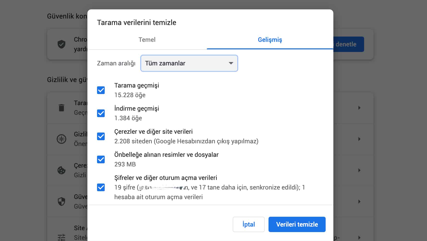chrome önbellek temizleme