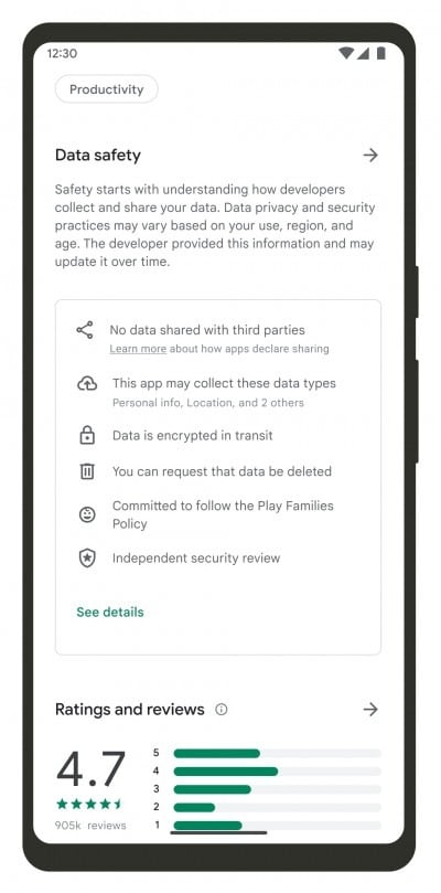 Google Play Store'da Veri Güvenliği bölümü için değişikliğe gidiyor