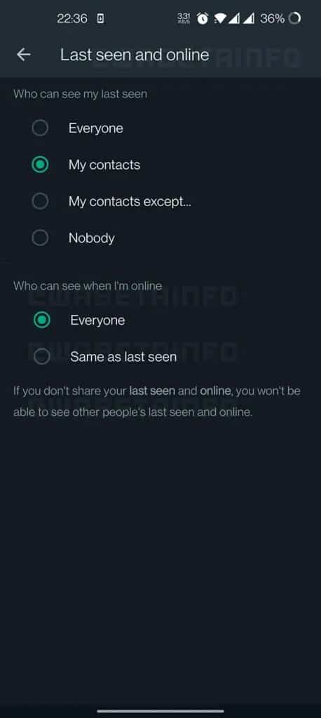 whatsapp çevrimiçi durumu gizleme