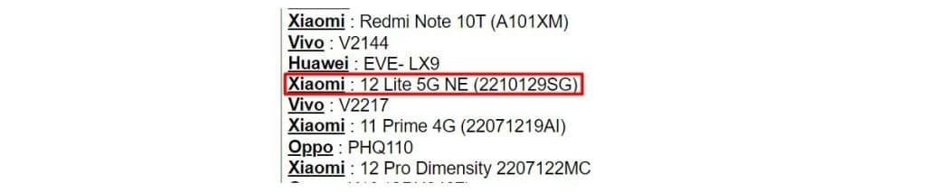 xiaomi 12 lite 5g ne