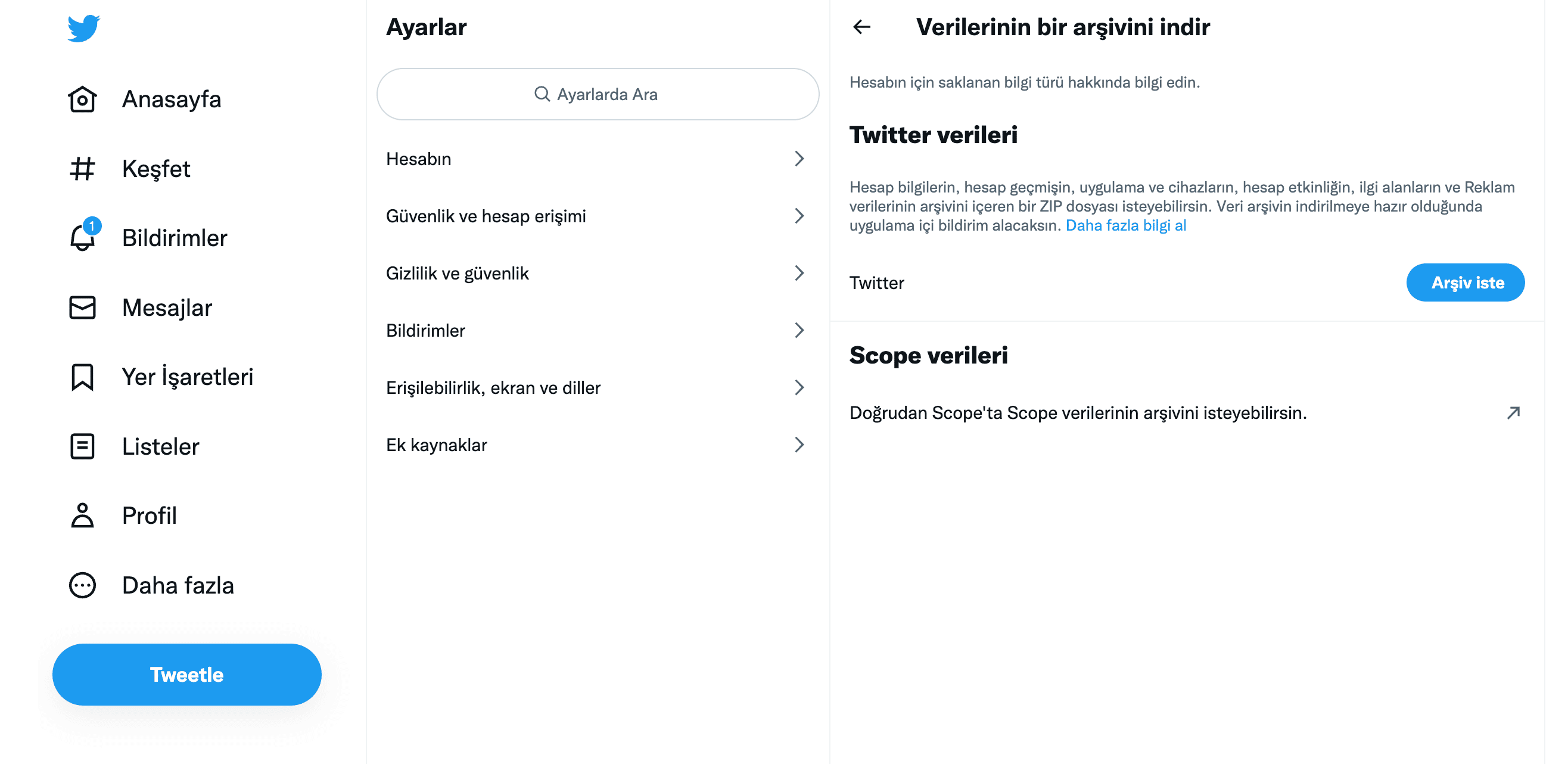twitter verileri arsiv indirme