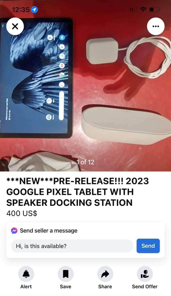 Google Pixel Tablet Facebook Marketplace'te görüldü