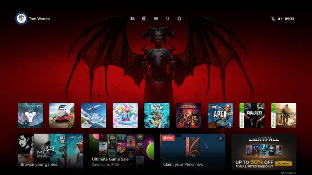 xbox home ui