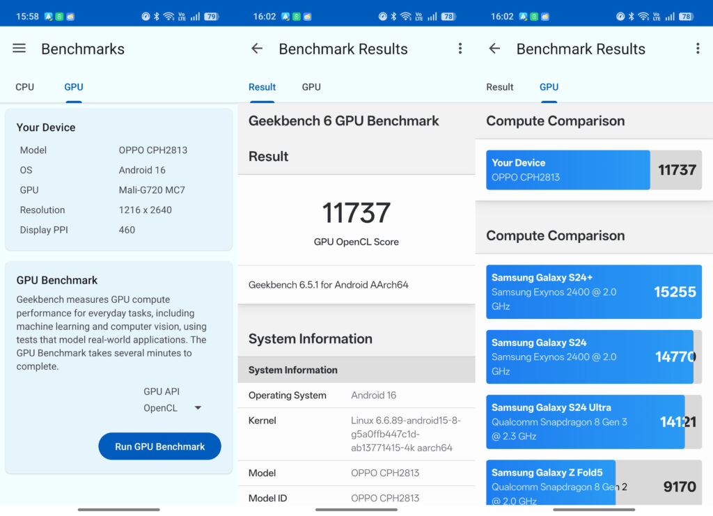oppo reno 15 pro geekbench 6 gpu