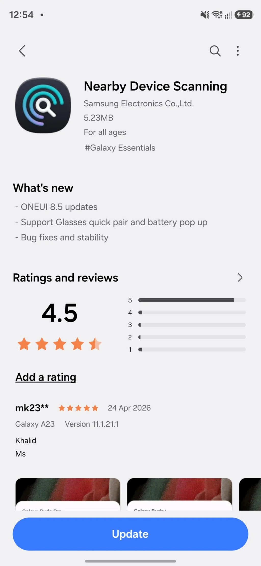 Galaxy Glasses, Samsung uygulamasında erken göründü