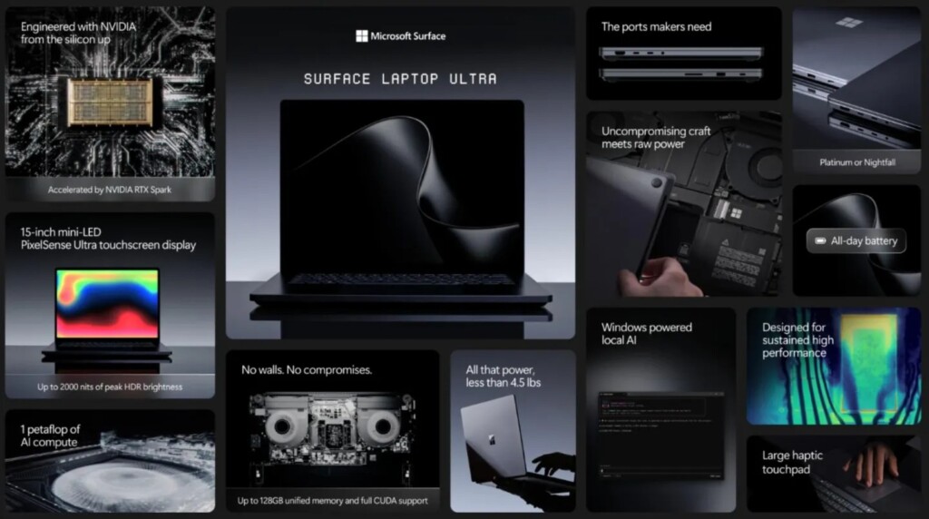 NVIDIA RTX Spark işlemcili Surface Laptop Ultra tanıtıldı