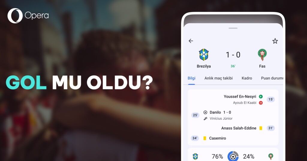 Opera, Android uygulamasına Dünya Kupası öncesinde maç merkezi ekledi